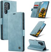 Casemania Hoesje Geschikt voor Samsung Galaxy S22 Ultra Aqua Blue - Portemonnee Book Case