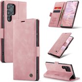 Casemania Hoesje Geschikt voor Samsung Galaxy S22 Ultra Pale Pink - Portemonnee Book Case