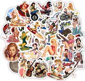 50 Vintage Pin up girls stickers - Sexy & Stoere dames in Amerikaanse retro stijl - Bomb girls 4-6CM