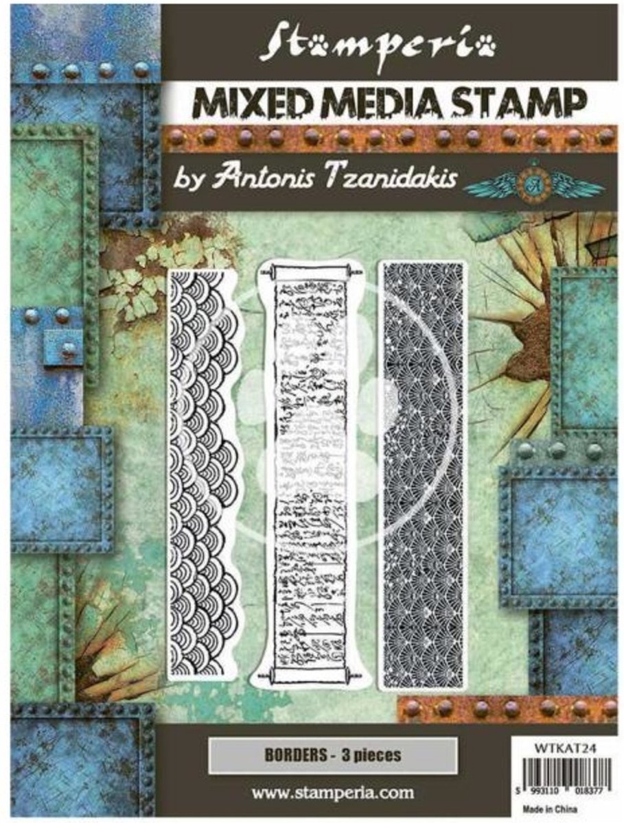 Stamperia Mixed Media Stamp Sir Vagabond in Japan Borders (WTKAT24)