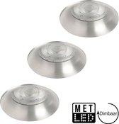 Lybardo LED inbouwspots - 3-pack - Spotjes inbouw - Tula - Rond - Geborsteld aluminium + Lybardo GU10 LED spot - 7 watt - Dimbaar - 2700K warm wit