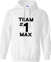 Gildan Hoodie Formule 1 Max Racing "Team #1 Wit" Maat M - Hoody met Capuchon - Trui Race Fan - Kampioen