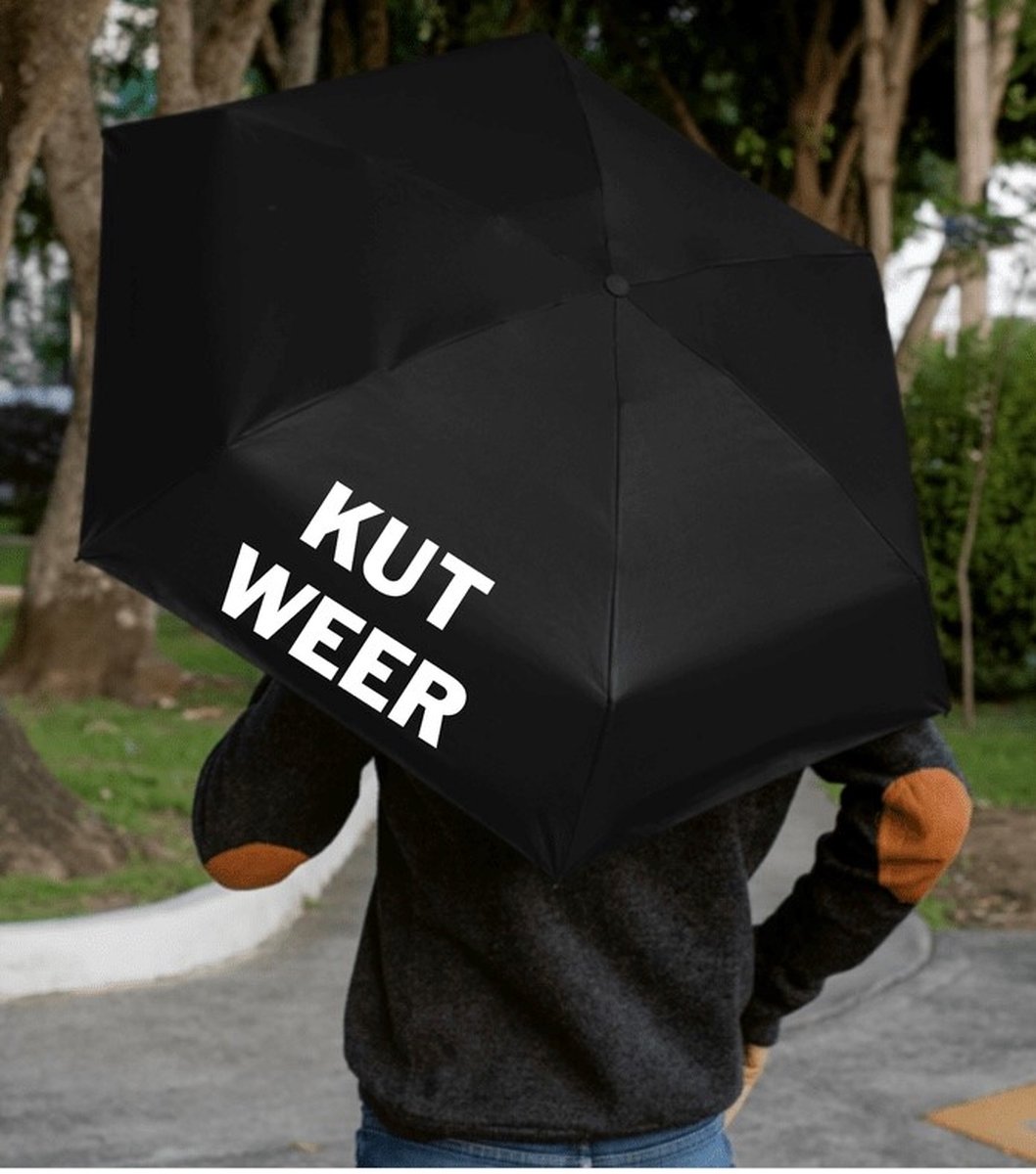 Paraplu Kut Weer - windproof - zwart - 112 cm doorsnee