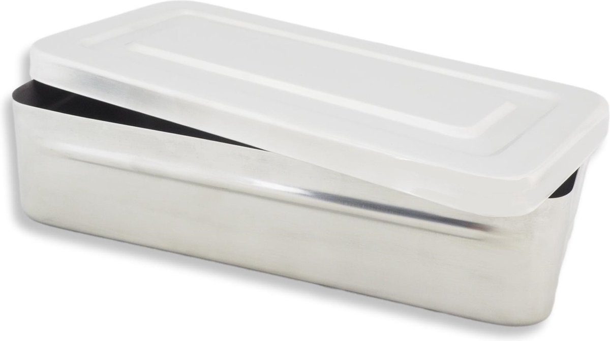 Goedkoopste Instrumenten Doos Maten 25x12x6.0cm Medipharchem - Zilver - RVS - Bewaardoos met klemdeksel - Met afgeronde hoeken