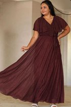 HASVEL -Bordeaux Groote maat jurk- maat 4XL-Galajurk-Avondjurk-HASVEL-Burgundy Plus Size Dress-Size 4XL-Prom Dress-Evening Dress