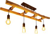 Vintage Houte Plafondlamp - plafondlamp zwart, bruin, 4-lichtbronnen - Moderne Houte Hanglamp - Scandinavisch  Plafondlamp - Boho-stijl  E27 fitting  Houte Bruine Plafondlamp - Studeerkamer H
