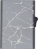 C-Secure XL Pasjeshouder - 8 tot 12 pasjes - Aluminium creditcardhouder antiskim - voor mannen en vrouwen - RFID (Grijs marmerlook)