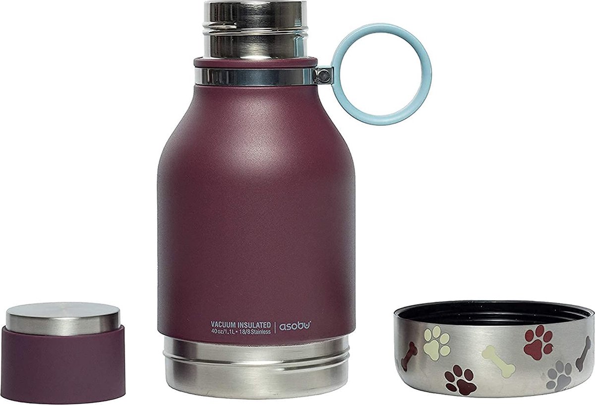 Asobu Dog Bowl Bottle Stainless - Burgundy