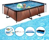 EXIT Zwembad Timber Style - Frame Pool 220x150x60 cm - Plus bijbehorende accessoires
