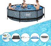 EXIT Zwembad Stone Grey - Frame Pool ø300x76cm - Met accessoires