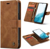 Samsung Galaxy S22 Hoesje Sienna Brown - Casemania 2 in 1 Magnetic Book Case
