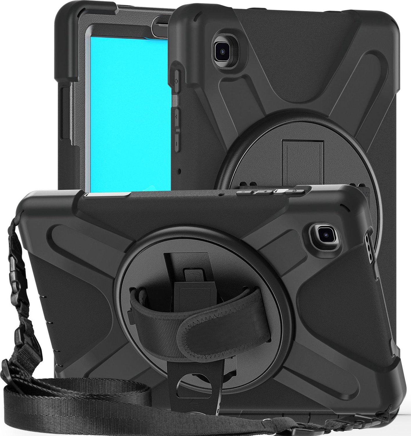 Mobigear SureGrip XGuard Tablethoes geschikt voor Samsung Galaxy Tab A7 Lite Hardcase Backcover + Schouderband + Standaard - Zwart
