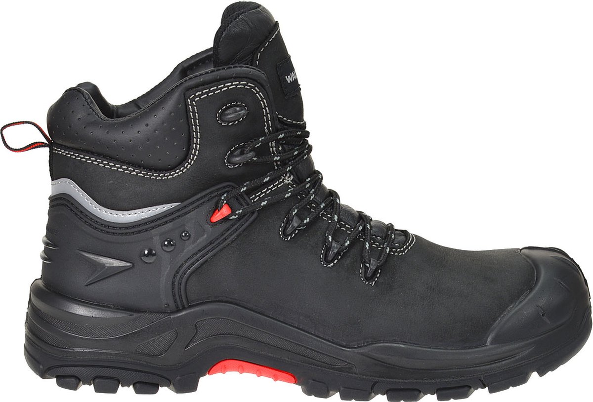 Walkmate Werkschoenen Zagreb S3 HRO SRC Halfhoog 92473 Zwart/Rood - Maat 40