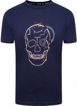 T-shirt doodshoofd jongens katoen navy mt 3-4 jaar