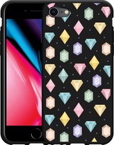 iPhone SE 2020 Hoesje Zwart Diamonds - Designed by Cazy