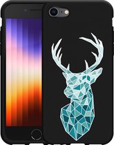 iPhone SE 2022 Hoesje Zwart Art Deco Deer - Designed by Cazy