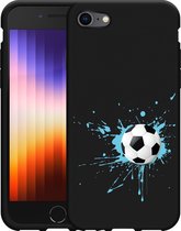 iPhone SE 2022 Hoesje Zwart Soccer Ball - Designed by Cazy