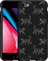 iPhone SE 2020 Hoesje Zwart Geometric Cats - Designed by Cazy