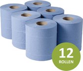 Veluw® Papieren Handdoekrol Blauw - Centrefeed - 2-Laags - 324 Vellen - 120 Meter - 12 Rollen