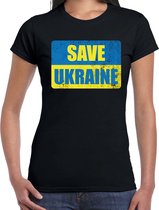 Save Ukraine t-shirt zwart dames - Oekraine protest/ demonstratie shirt met Oekraiense vlag L