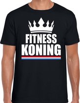 Zwart fitness koning shirt met kroon heren - Sport / hobby kleding S