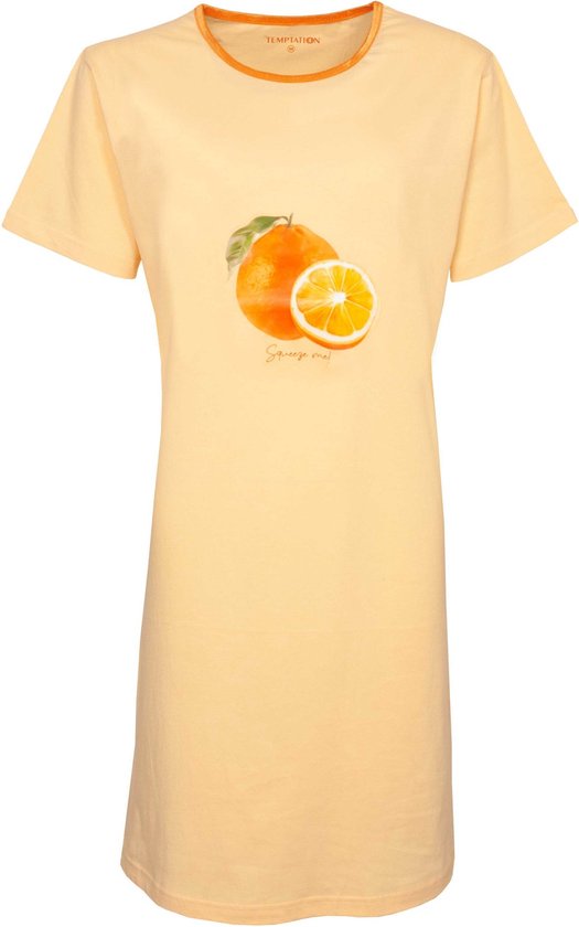 Temptation Dames Nachthemd - Bigshirt - Licht Oranje - Maat L