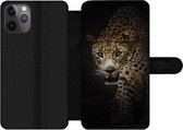 Bookcase Geschikt voor iPhone 11 Pro telefoonhoesje - Luipaard - Wilde dieren - Licht - Met vakjes - Wallet case met magneetsluiting