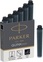 18x Parker Quink Mini inktpatronen zwart, doos met 6 stuks