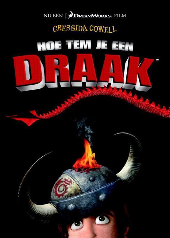 Couverture du livre : 'Comment dresser votre dragon ?' avec un casque et un dragon rouge.