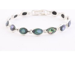 Zilveren schakelarmband met abalone schelp