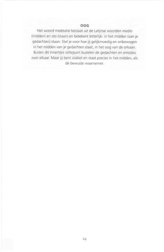Pagina uit een boek met de titel 'OOG' en tekst over meditatie.
