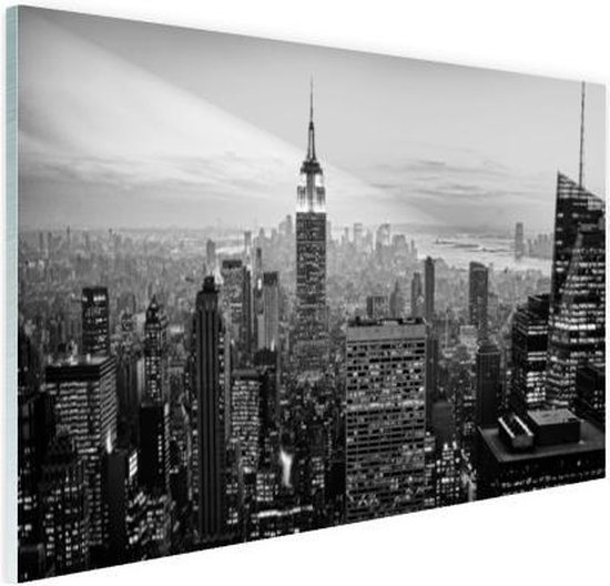 Facet laser Magazijn New York City zwart-wit Glas 180x120 cm - Foto print op Glas (Plexiglas...  | bol.com