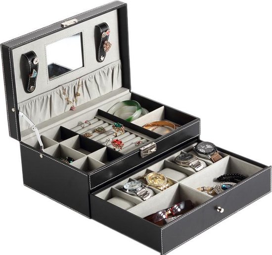 Sieradenbox Luxe - Sieradendoos - 7 compartimenten - Kunstleer | bol.com