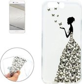 Huawei P10 Plus - hoes, cover, case - TPU - Transparant - Vrouw met vlinders