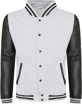 Letterman jacket, Kleur Heather Grey / Jet Black, Maat XL