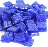 Glas mozaïek steentjes 10 x 10 mm kleur Donkerblauw ± 300 gram