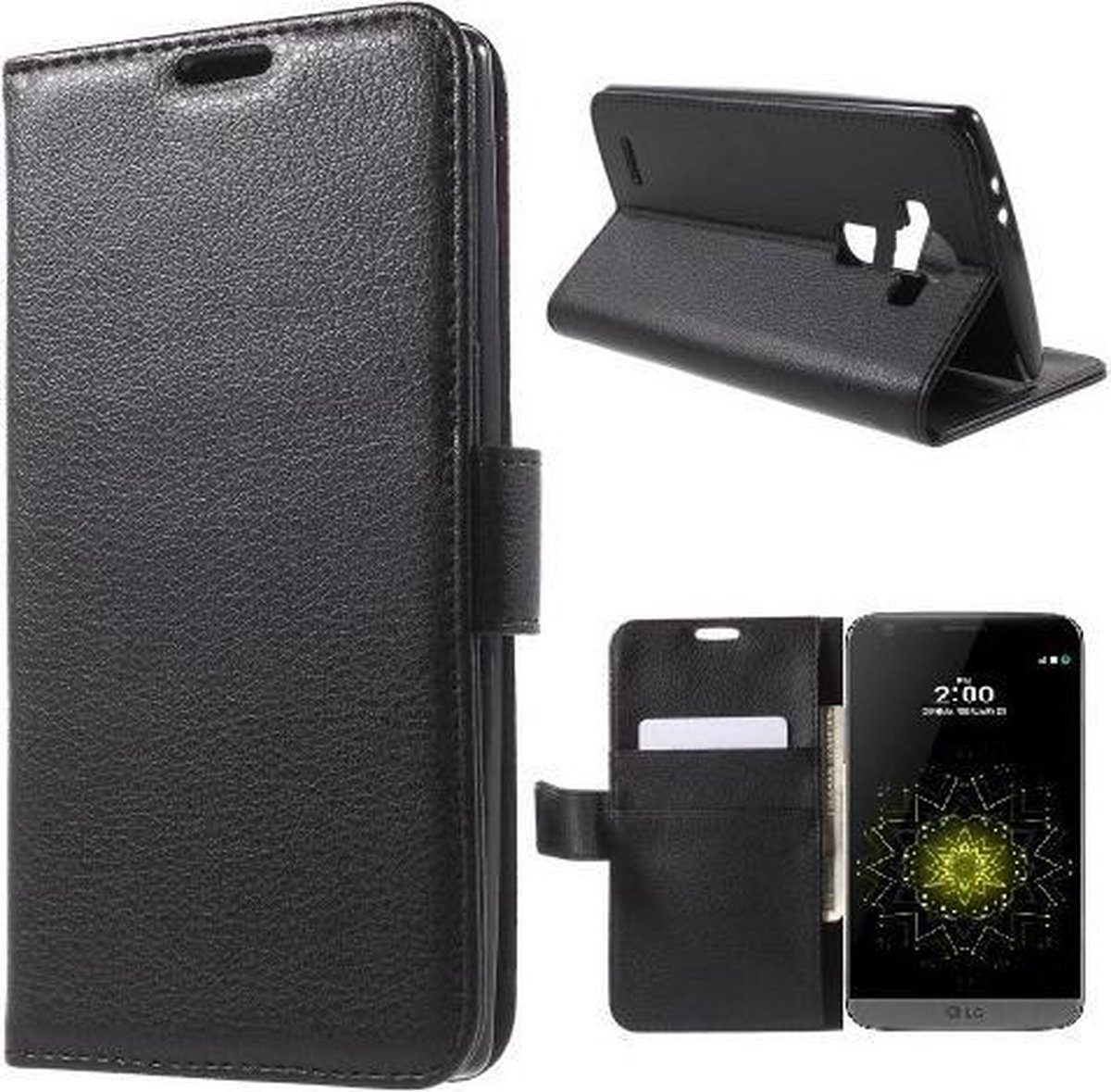 Litchi Cover wallet case hoesje LG G5 zwart