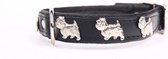 Dog's Companion - Leren halsband Westie - Lengte: 45cm (35-41cmx20 mm), Kleur: Zwart