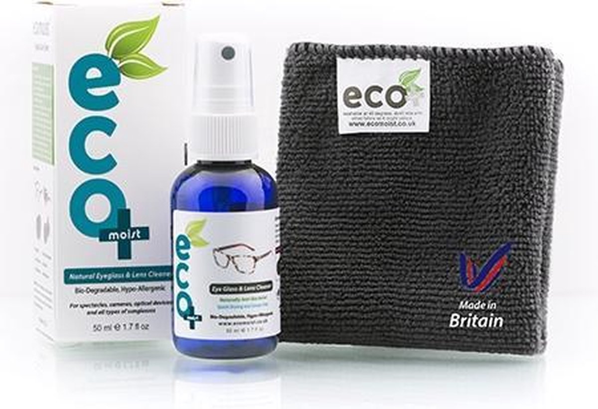 Ecomoist Eyeglass and Lens Cleaner (50ml) - 100% natuurlijke reiniger voor lenzen (lens van uw bril, fototoestel,...) met extra-fijn vezeldoekje
