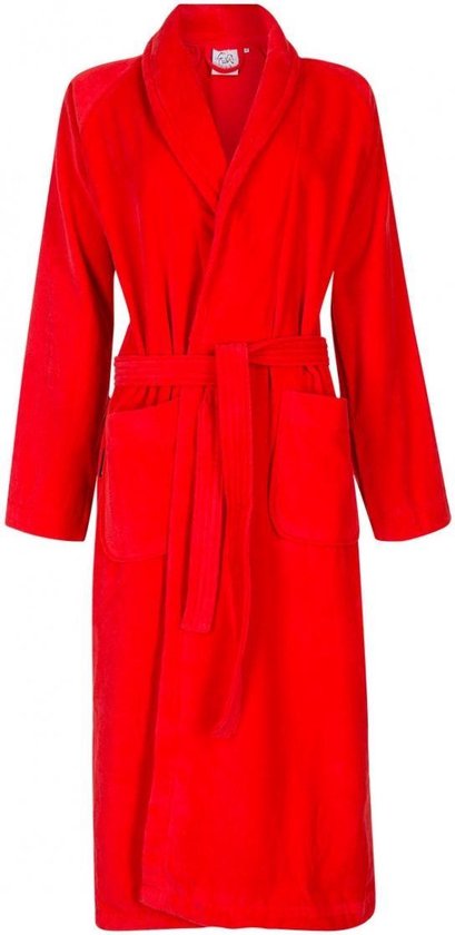 Badjas rood - 100% katoen badjas - rode badjas - badjas heren - badjas dames - unisex - sjaalkraag - maat S/M