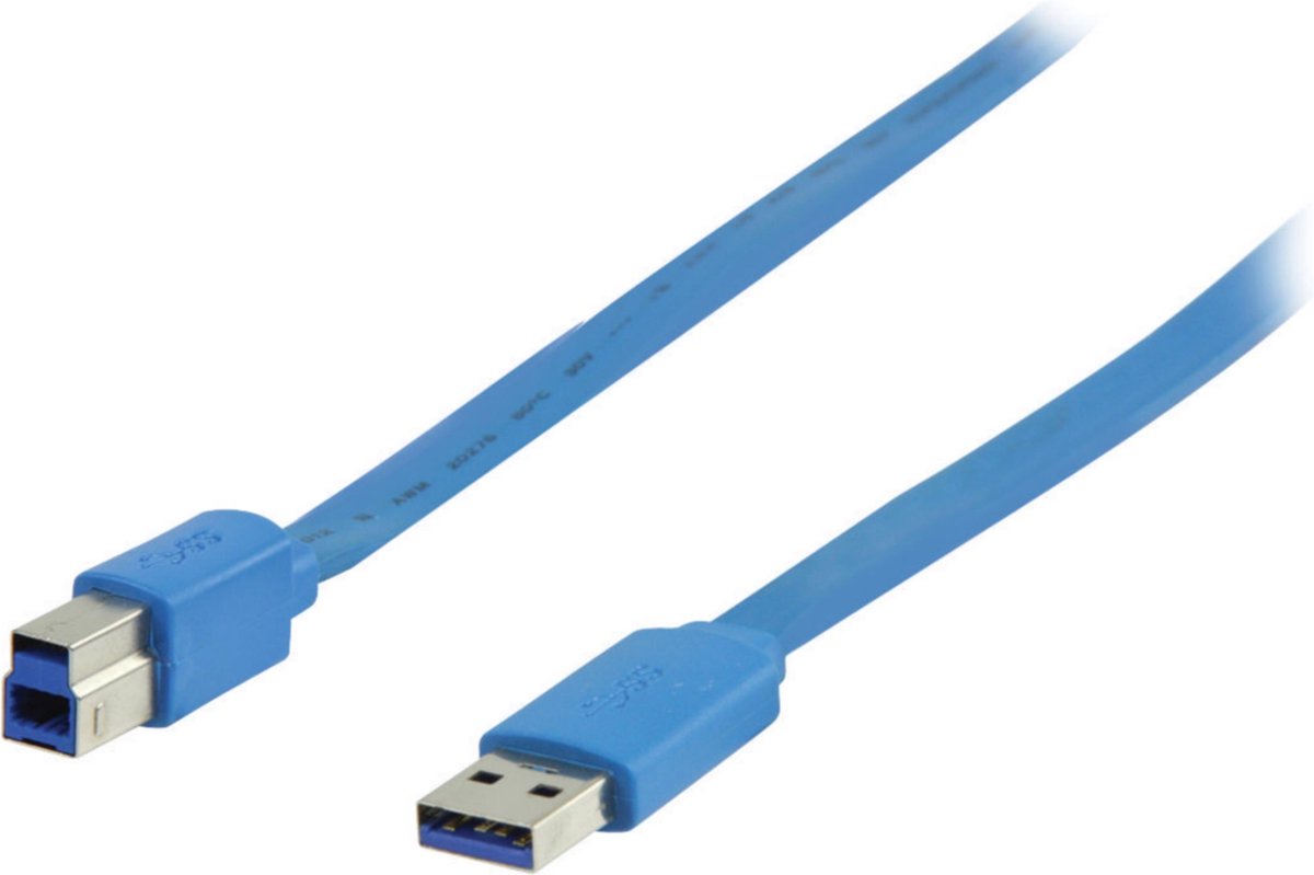Platte USB 3.0 A male naar USB 3.0 B male kabel 2.00 m