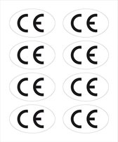 CE-label, ovaal, zelfklevende folie (sticker) 64 x 40 mm (8/vel)