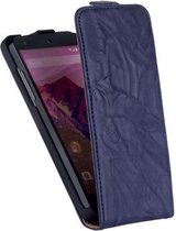 Vintage Flip case Leder case Telefoonhoesje LG Nexus 5 Navy