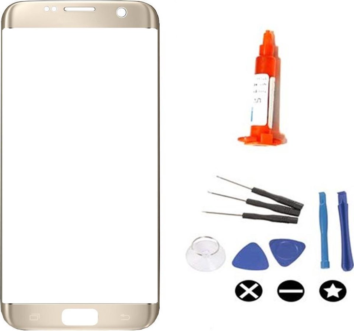 Voor Samsung Galaxy S7 Edge vervangglas + loca lijm - Goud
