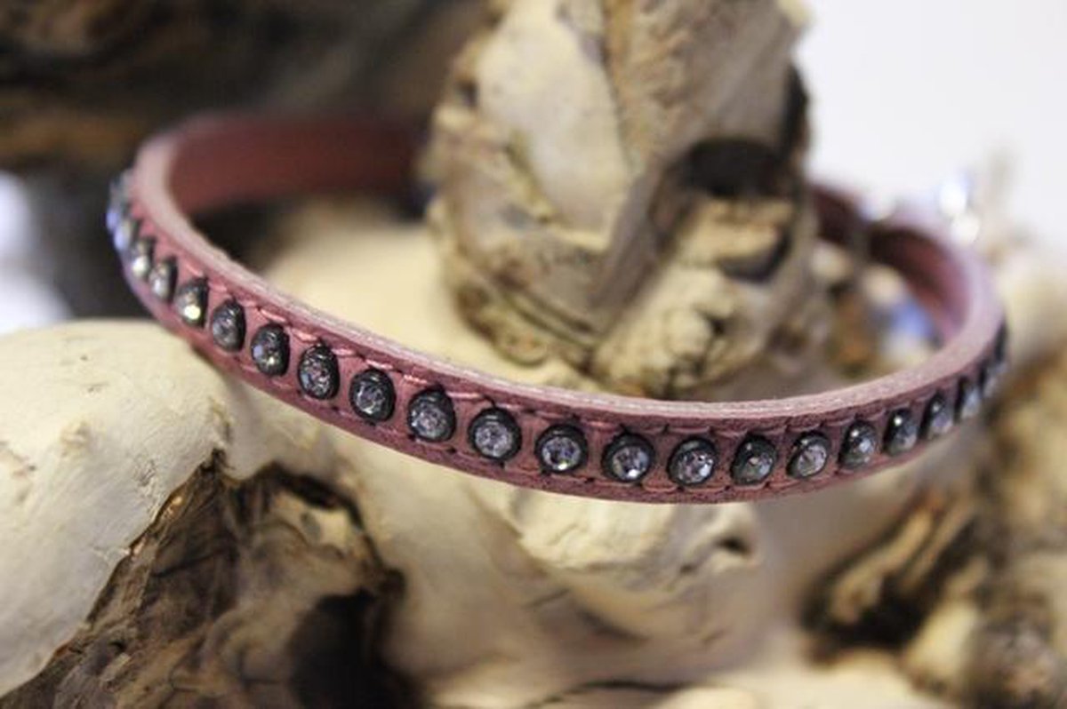 GooischeFrutsels Armband enkel leather swarowski roze | bol.com