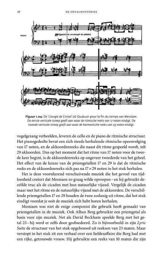 Pagina 16 met muzieknoten en een afbeelding van de 'Liturgie de Cristal'.