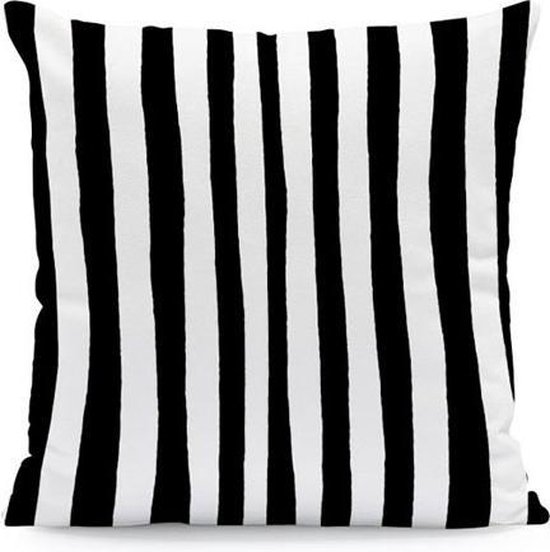 Kussenhoes Stripes Zwart Wit| Kussen 45 x 45 cm met Rits