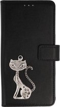 Mystiek MP case Huawei Y6 2018 bookcase poesje zilver hoesje