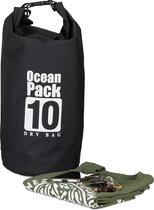 relaxdays Ocean Pack 10 litres - Dry Bag - sac de séchage extérieur - sac étanche contre la pluie noire