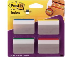 Post-it® Index Strong - Voor Hangmappen - Blauw, Groen, Rood, Geel
